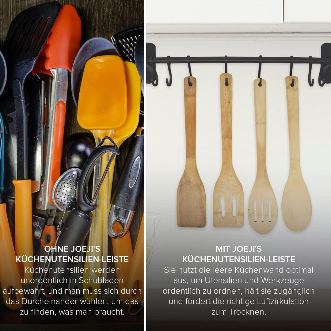 joeji's Kitchen Hakenleiste Küche - Küchenstange - Starker Selbstklebend 3M Ohne Bohren - Küchenleis