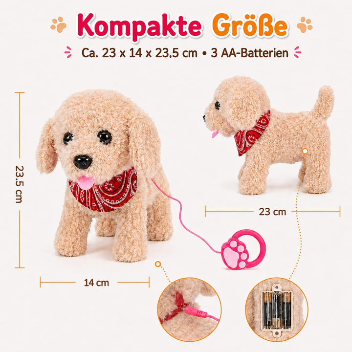 Interaktiver, laufender Plüsch-Welpenspielzeughund, Roboterhund mit Pflegeset, Weihnachtsgeschenkspi