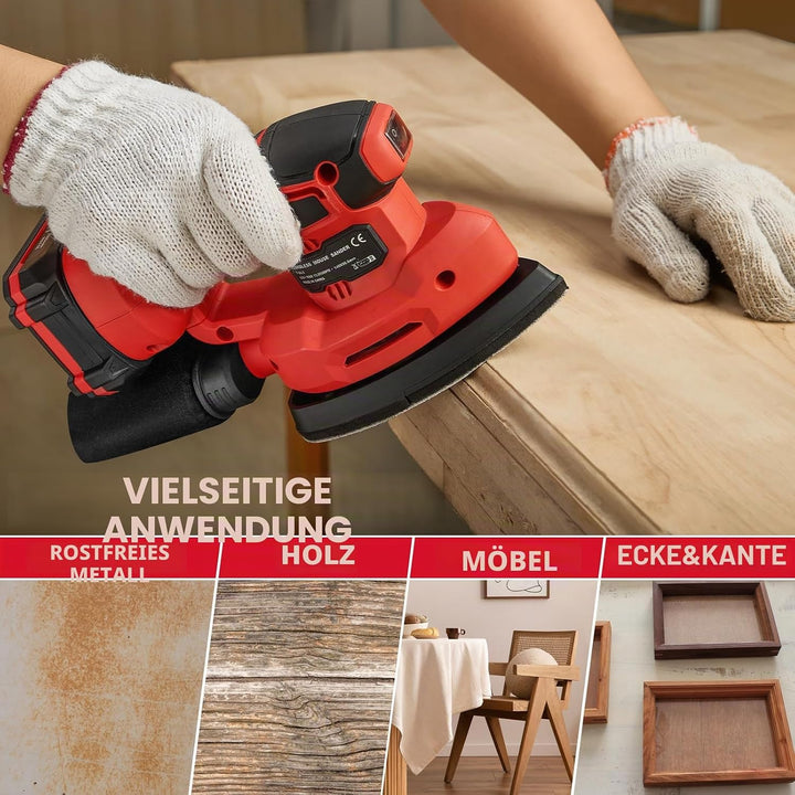 TEENO Akku-Schleifmaschine 3-in-1, 20 V, Delta-Schleifer mit 2 A Akku, 13000 U/min, Detailschleifer