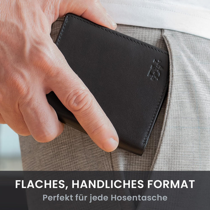 DON VANE Slim Wallet I Extra schmale Echtleder Geldbörse für Herren und Damen I Kleines dünnes Leder