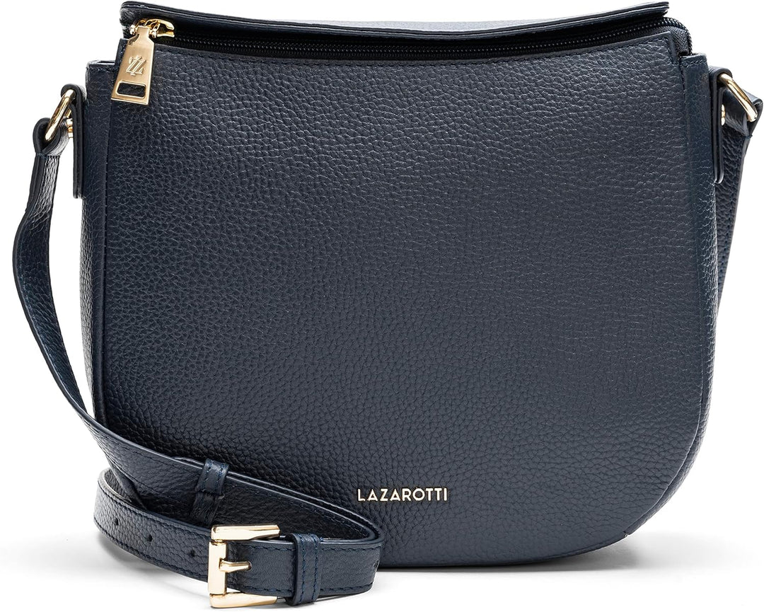 Lazarotti Bologna Leder Umhängetasche Damen | verstellbarer Schultergurt | mittelgrosse Crossbody Ba