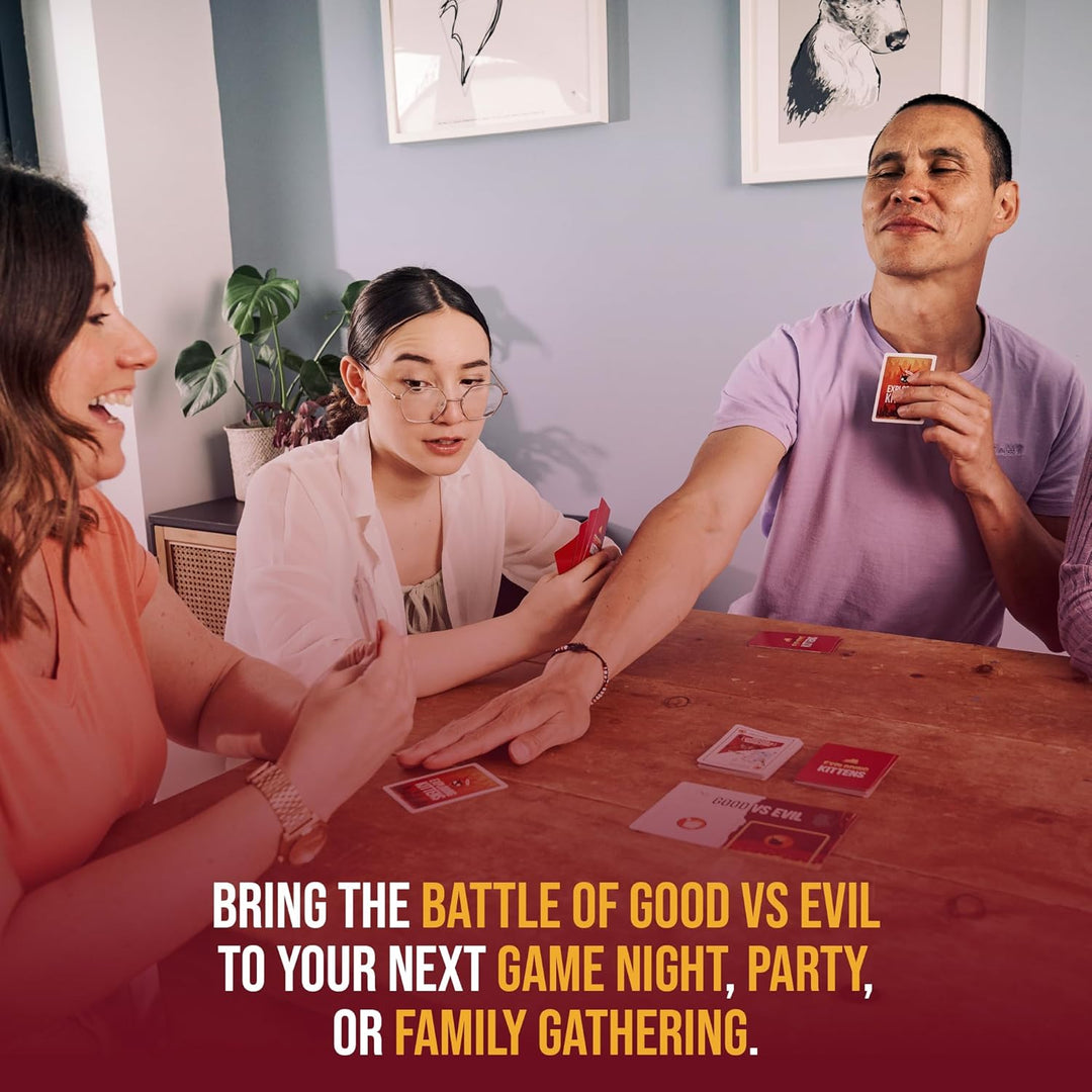 Exploding Kittens - Good vs. Evil - 2-5 Players - Ages 7+ - Inspired by Netflix Show - High Stakes F