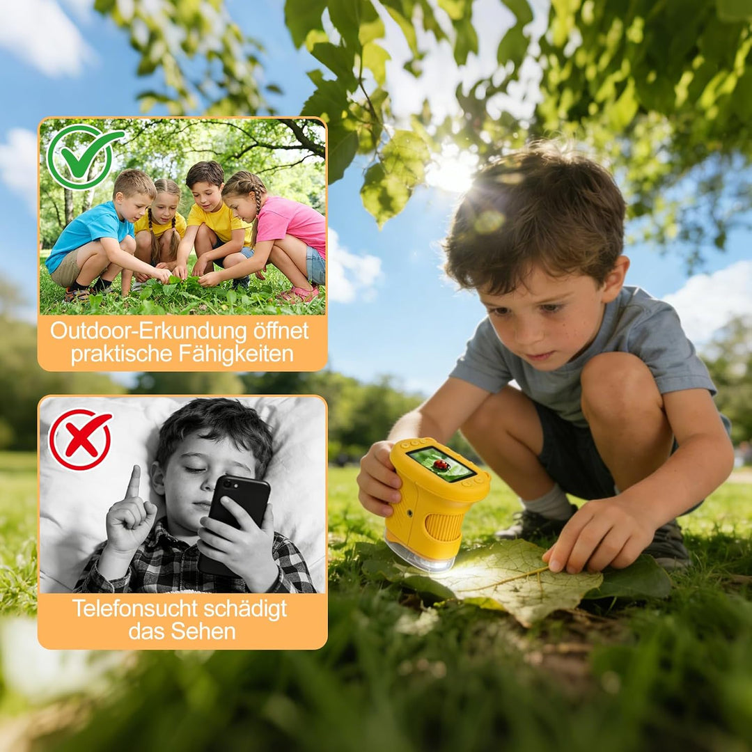 Handmikroskop für Kinder - 1080P HD 2.0" Bildschirm Mikroskop, Mini Tragbare Digitales Mikroskop mit
