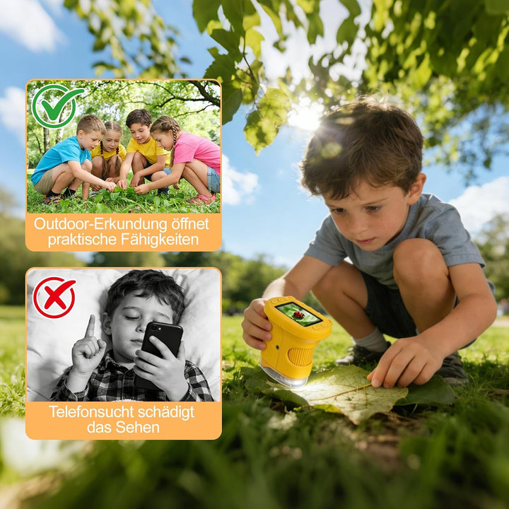 Handmikroskop für Kinder - 1080P HD 2.0" Bildschirm Mikroskop, Mini Tragbare Digitales Mikroskop mit
