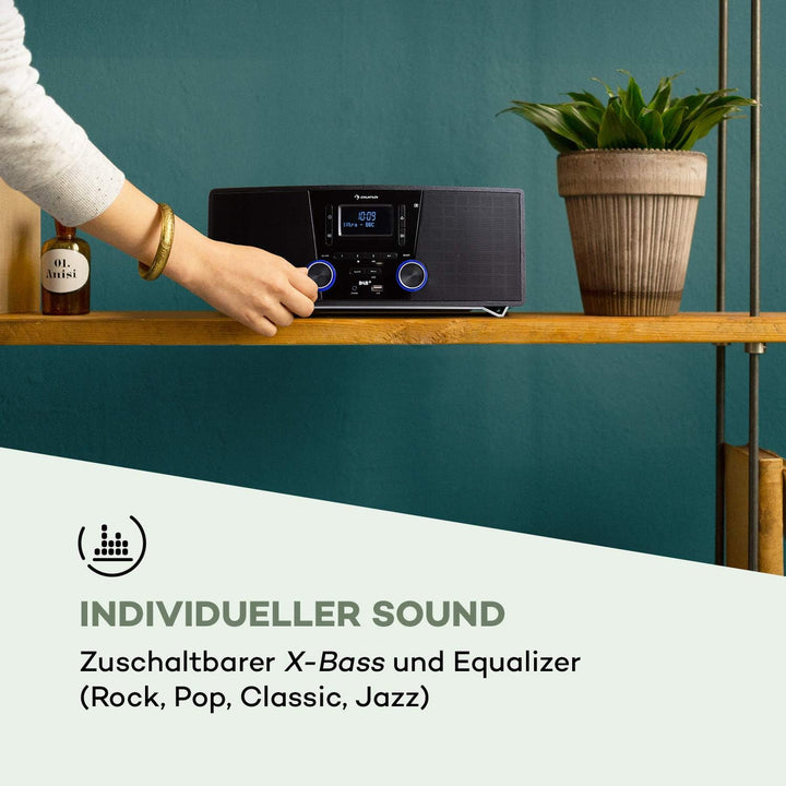 auna Stockton Micro Stereosystem - 20W max. (2X 5W RMS), DAB+, UKW-Radiotuner, RDS-Funktion, CD-Play