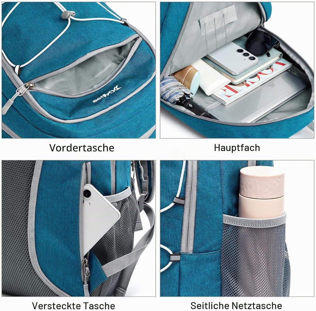G4Free Kleiner Rucksack 12L/20L Unisex Tagesrucksack Leichter Blau (Pfau) 20L, Blau (Pfau) 20L