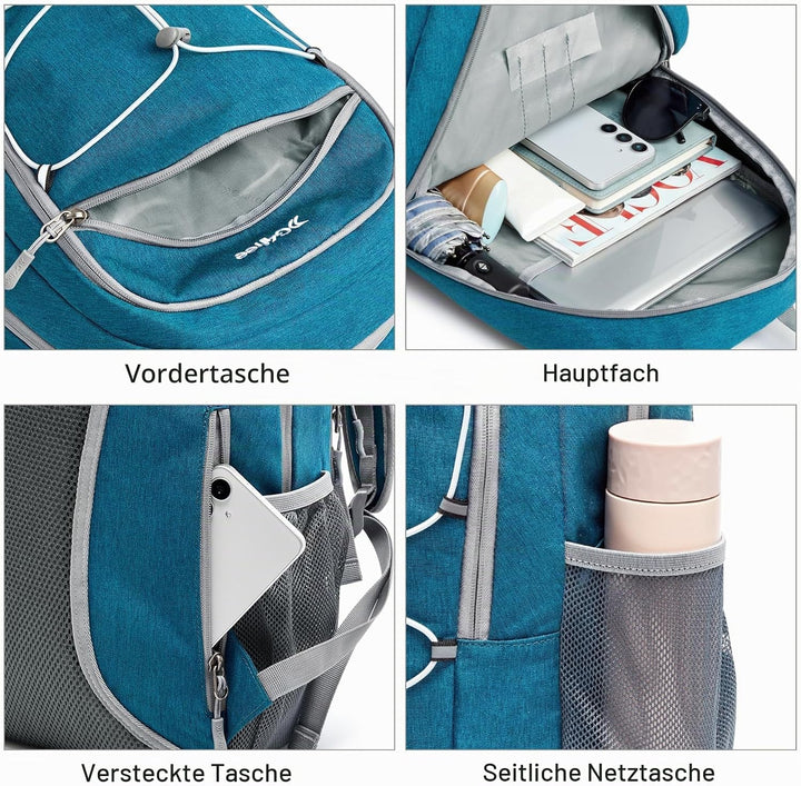 G4Free Kleiner Rucksack 12L/20L Unisex Tagesrucksack Leichter Blau (Pfau) 20L, Blau (Pfau) 20L