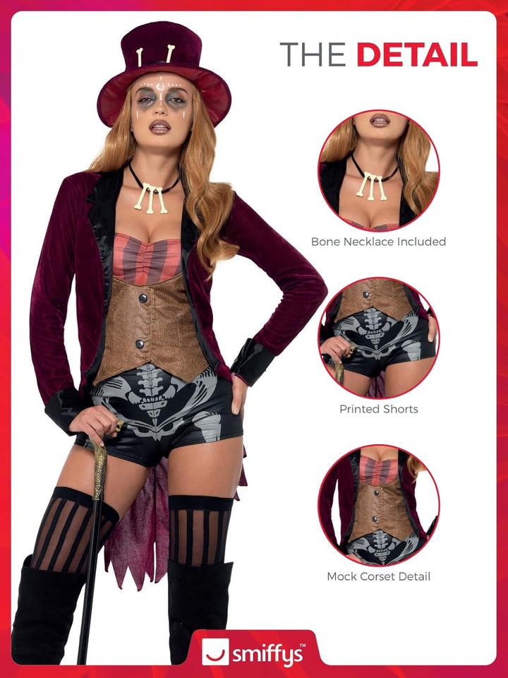 Smiffys Fever Voodoo Costume, Black &amp; Red Halloween und Karneval X-Small (UK 4-6) Schwarz, X-Small (