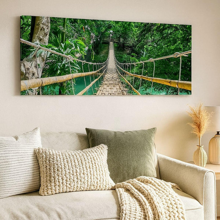 Wandbilder Dekoration Wohnzimmer Gehweg Baum Holz Steg Panorama Bilder auf Leinwand 120x50cm Leinwan