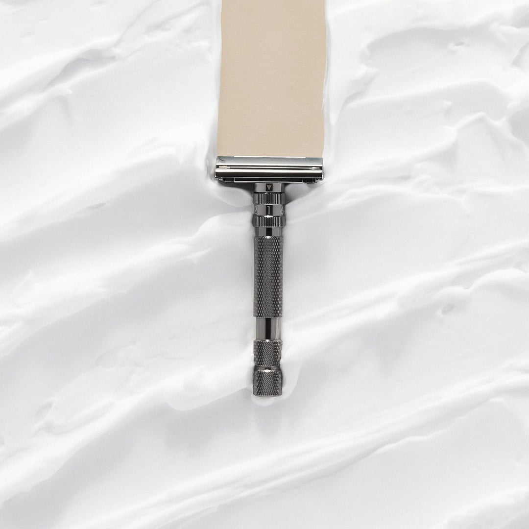 Rockwell T2 | Twist-To-Open (TTO) Doppelschneidiger Sicherheitsrasierer | Vollmetall | inklusive 5 v