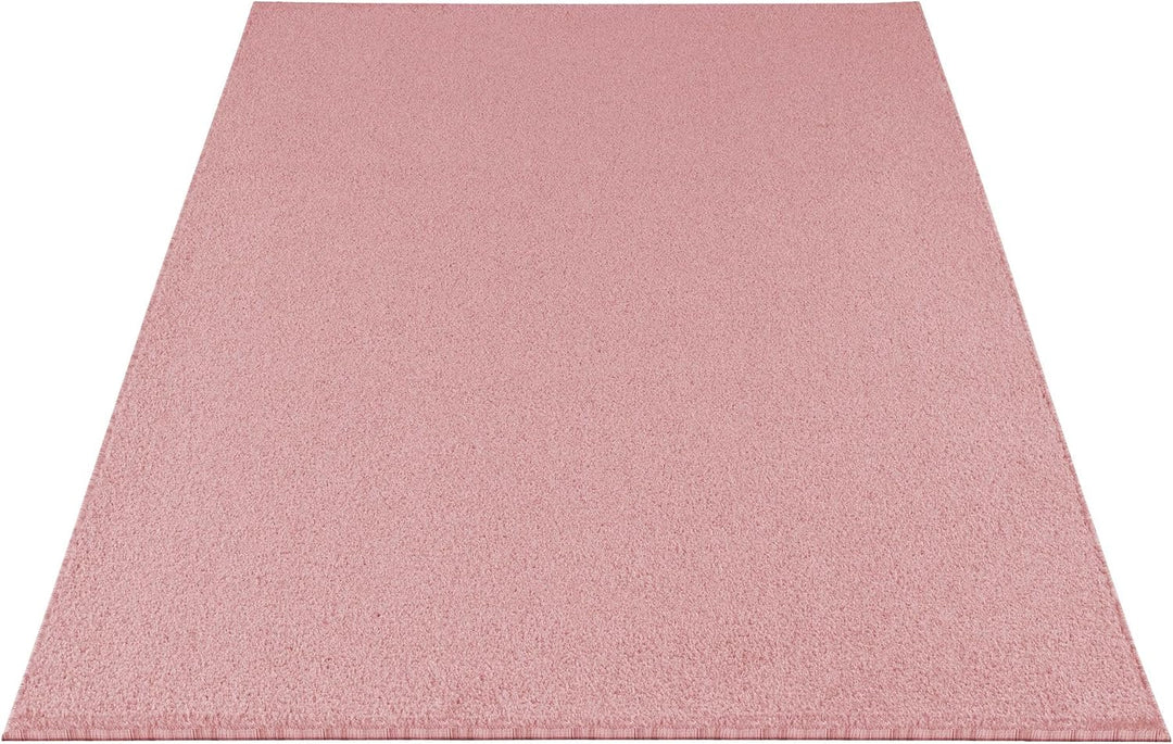 Carpetsale24 Dichter Kurzflor Teppich Wohnzimmer Rosa 80 x 250 cm Modern Einfarbig Design - Flauschi