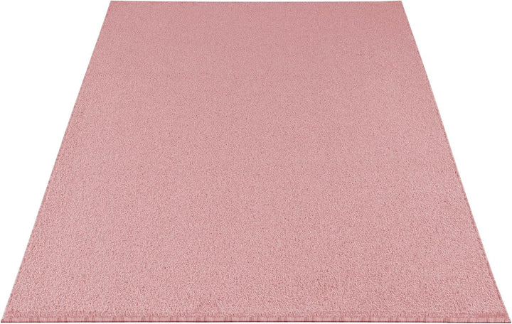 Carpetsale24 Dichter Kurzflor Teppich Wohnzimmer Rosa 80 x 250 cm Modern Einfarbig Design - Flauschi