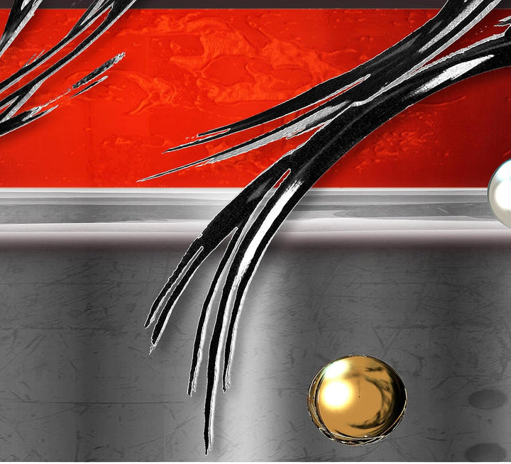 Runa Art Wandbilder Abstrakt 5 Teilig Bild auf Vlies Leinwand Deko Wohnzimmer Schlafzimmer Grau Rot