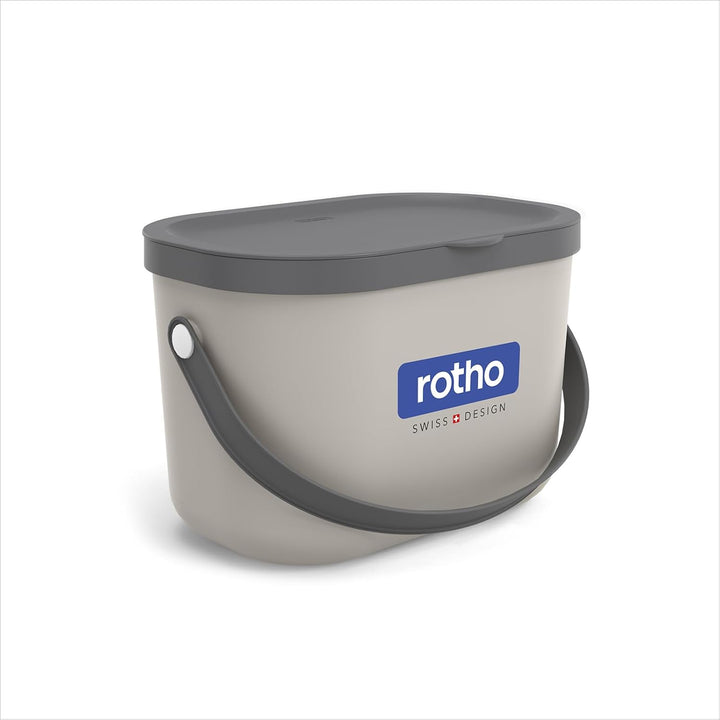 Rotho Albula Komposteimer 3,2l mit Deckel und Henkel aus Kunststoff, 1054607422, Braun