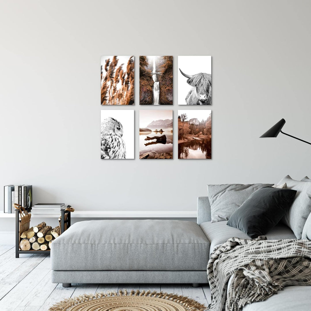Novart Wandbilder Set - KOMPLETT AUFHÄNGFERTIG - Made in Germany - Moderne Bilder Natur Berge See Wo