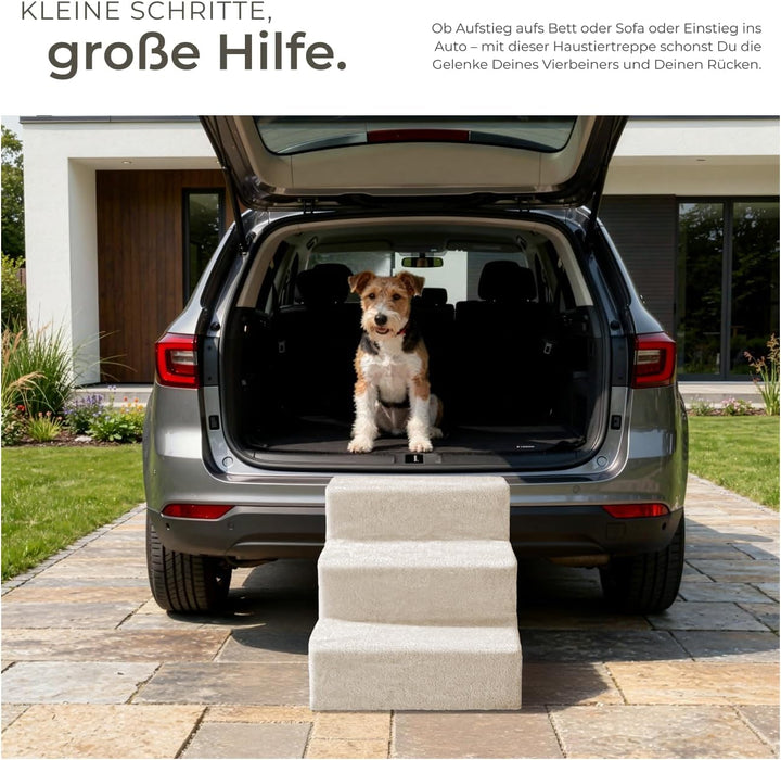 tectake® Hundetreppe oder Katzentreppe, Haustiertreppe, Einstiegshilfe mit waschbarem Bezug, extra F
