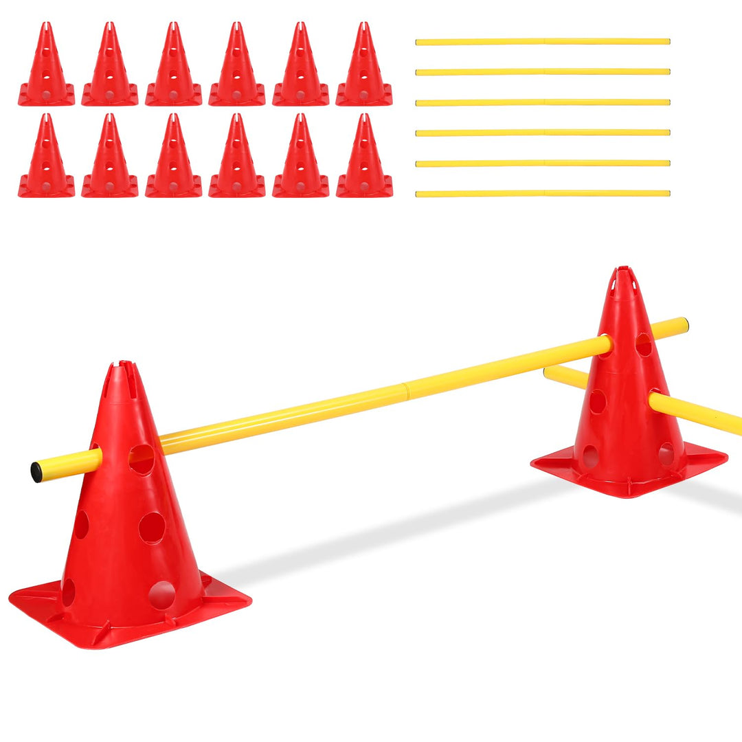 Eulenke Agility Set Hunde, hütchen Fussball, pylonen Kinder - hundetraining zubehör Satz mit 12 pylo