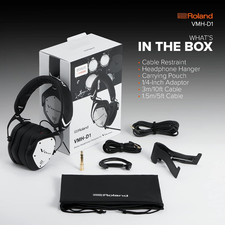 Roland VMH-D1 V-Drums Kopfhörer | Entwickelt von Roland &amp; V-Moda für V-Drums &amp; alle E-Drumkits | Imm