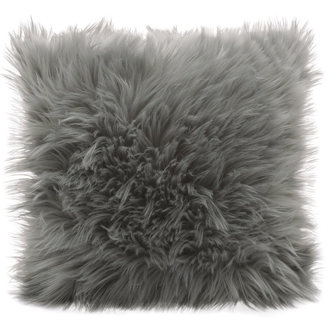 CelinaTex Cuddly Dekokissen 80 x 80 cm grau Langhaar Zierkissen dekoratives Fellimitat Sofakissen Ku
