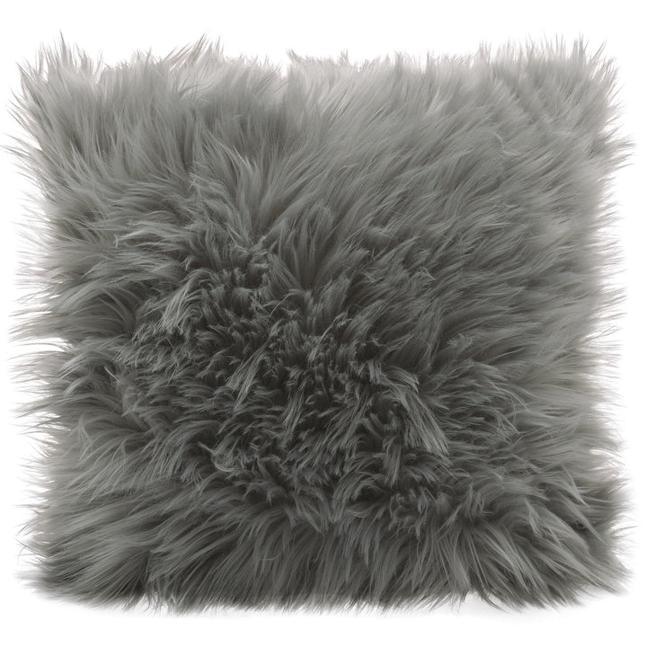 CelinaTex Cuddly Dekokissen 80 x 80 cm grau Langhaar Zierkissen dekoratives Fellimitat Sofakissen Ku