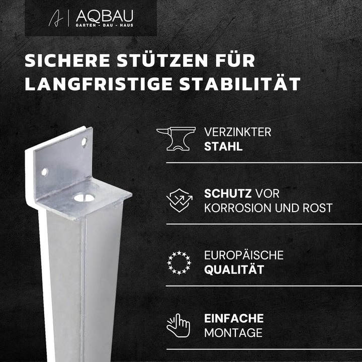 Aqbau® Einschlag-Bodenhülse L 40 x 500 Pfostenträger Einschlaghülse Einschlagbodenhülse feuerverzink