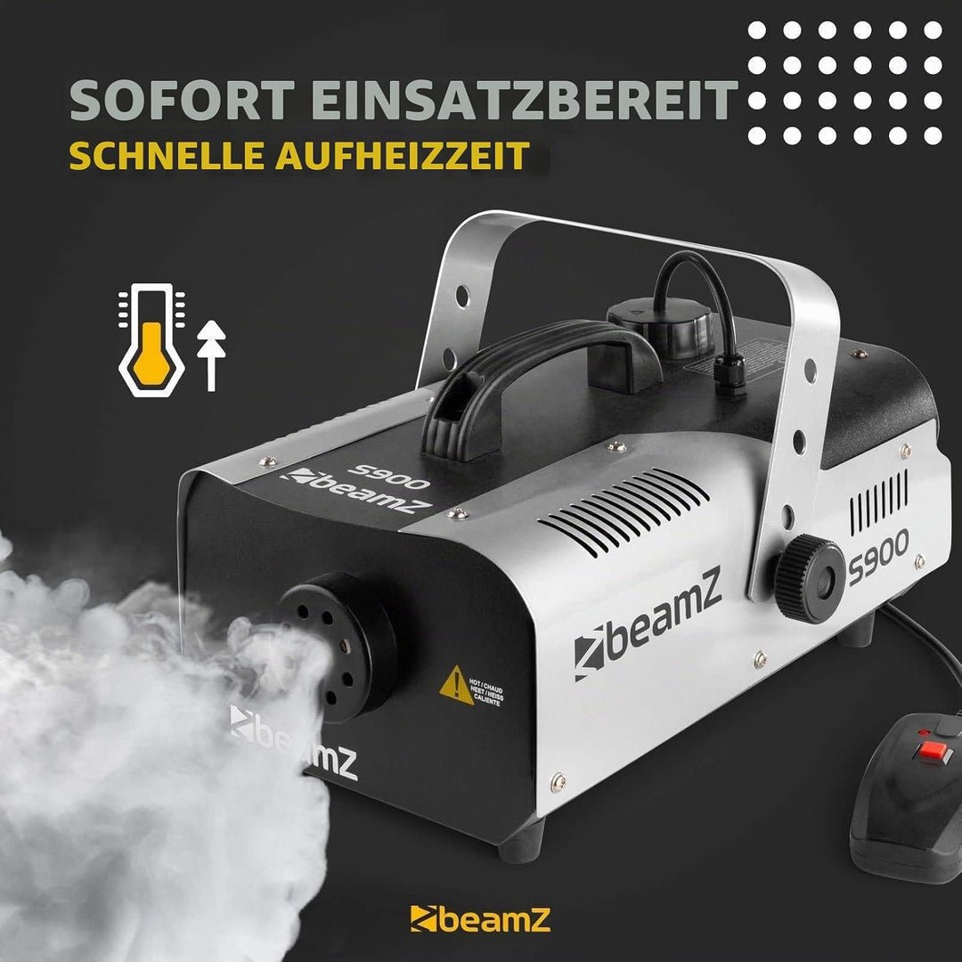 BeamZ S900 Nebelmaschine 900 Watt, Fogger, Party Rauchmaschine, Fog Machine, Kabelfernbedienung, 2,5