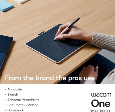 Wacom One M Stifttablett inkl. batterielosem EMR-Stift, Bluetooth-Verbindung, für Windows, Mac, Chro