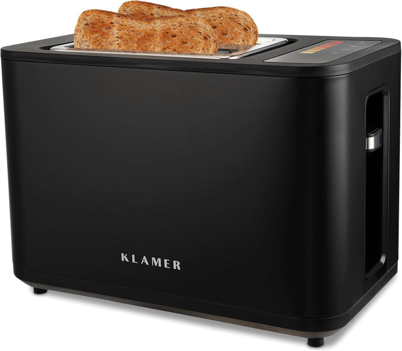 KLAMER Toaster, Toaster mit Brötchenaufsatz, hochwertiger 2 Scheiben-Toaster, 6 Bräunungsgrade, Touc