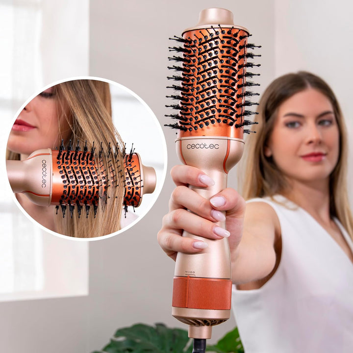 Cecotec CeramicCare Unique Olive Luftbürste, 1200 W, entwirrt, trocken, Volumen, glättet und wellig,