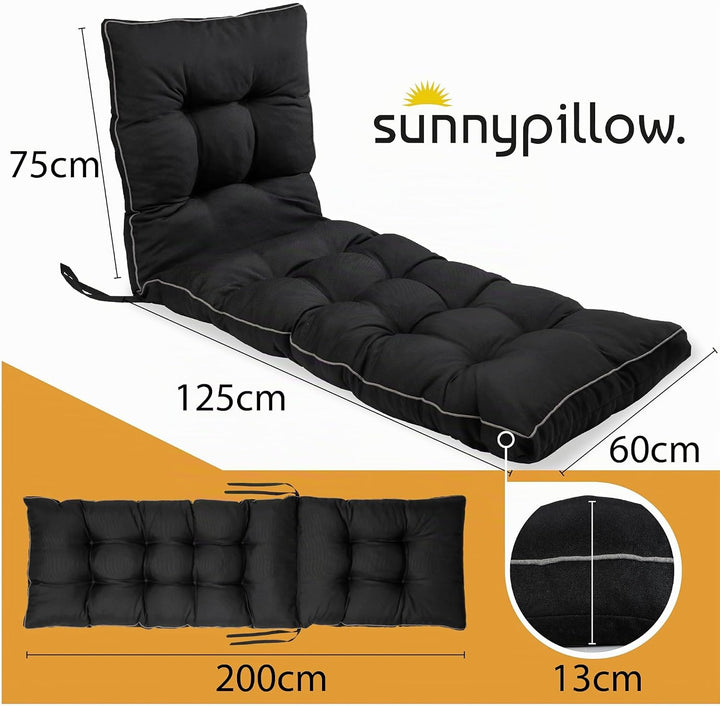 sunnypillow Liegenauflage 200 x 60 - Auflage für Gartenliege extra dick 13cm - Outdoor, wasserdicht,