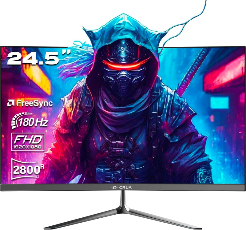 CRUA Curved Gaming-Monitor 24.5 Zoll 165HZ, FHD 1080P 2800R PC-Monitor, 1 ms GTG mit FreeSync, gerin