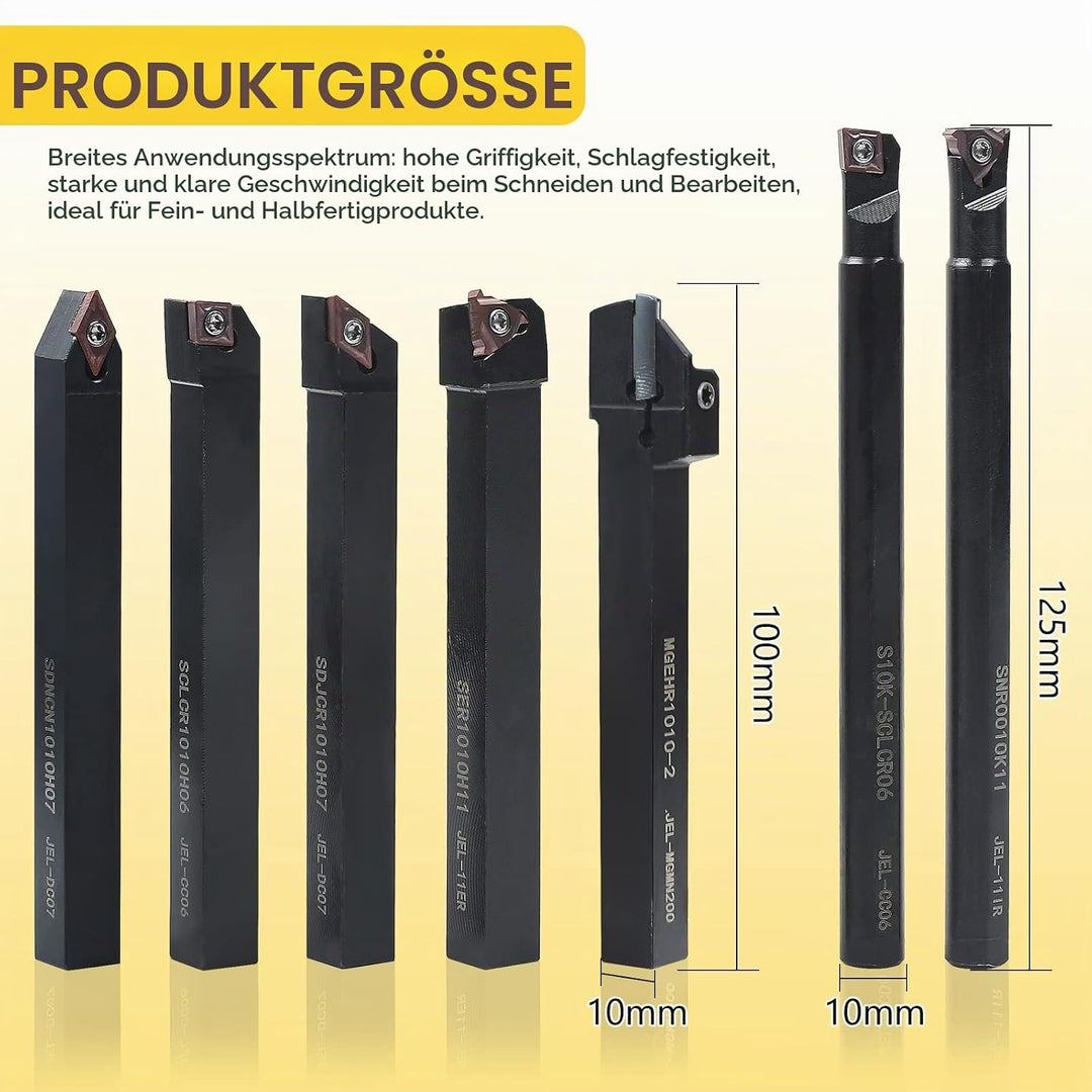 MIRTHBUY 10 x 10 mm Schaft, Drehmaschine, Bohrstange, Hartmetalleinsätze, Drehwerkzeughalter-Set mit