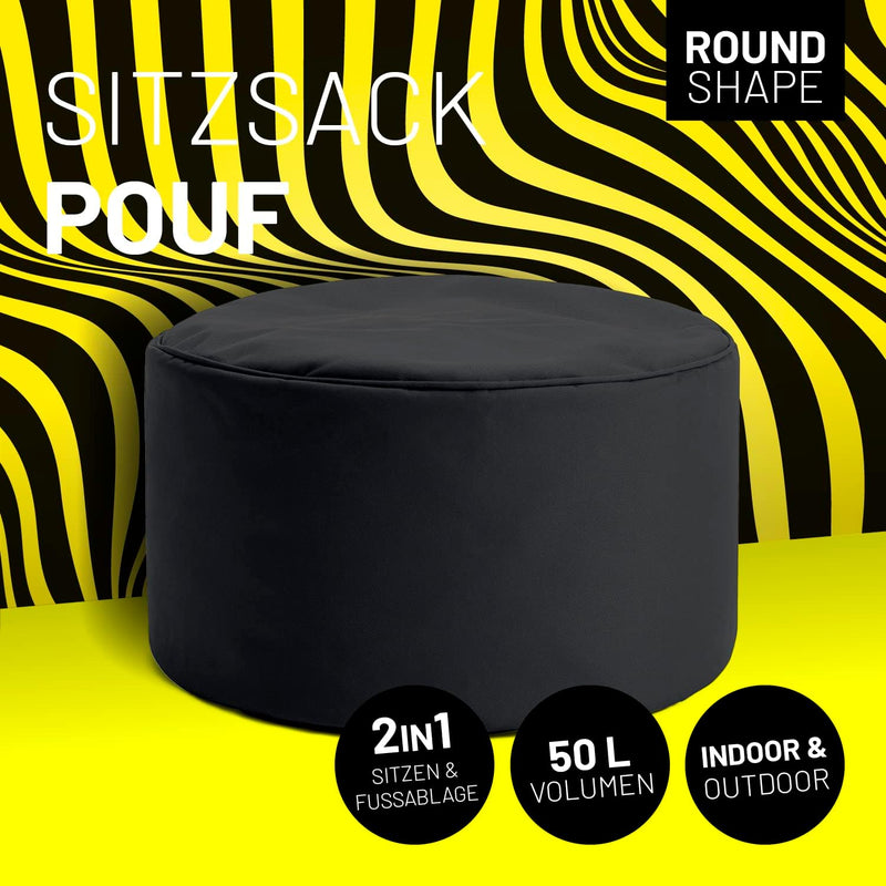 Lumaland Sitzsack Pouf (50 L) | Kompakter Sitzsack mit 3-in-1-Funktion: bequemer Hocker, praktisches