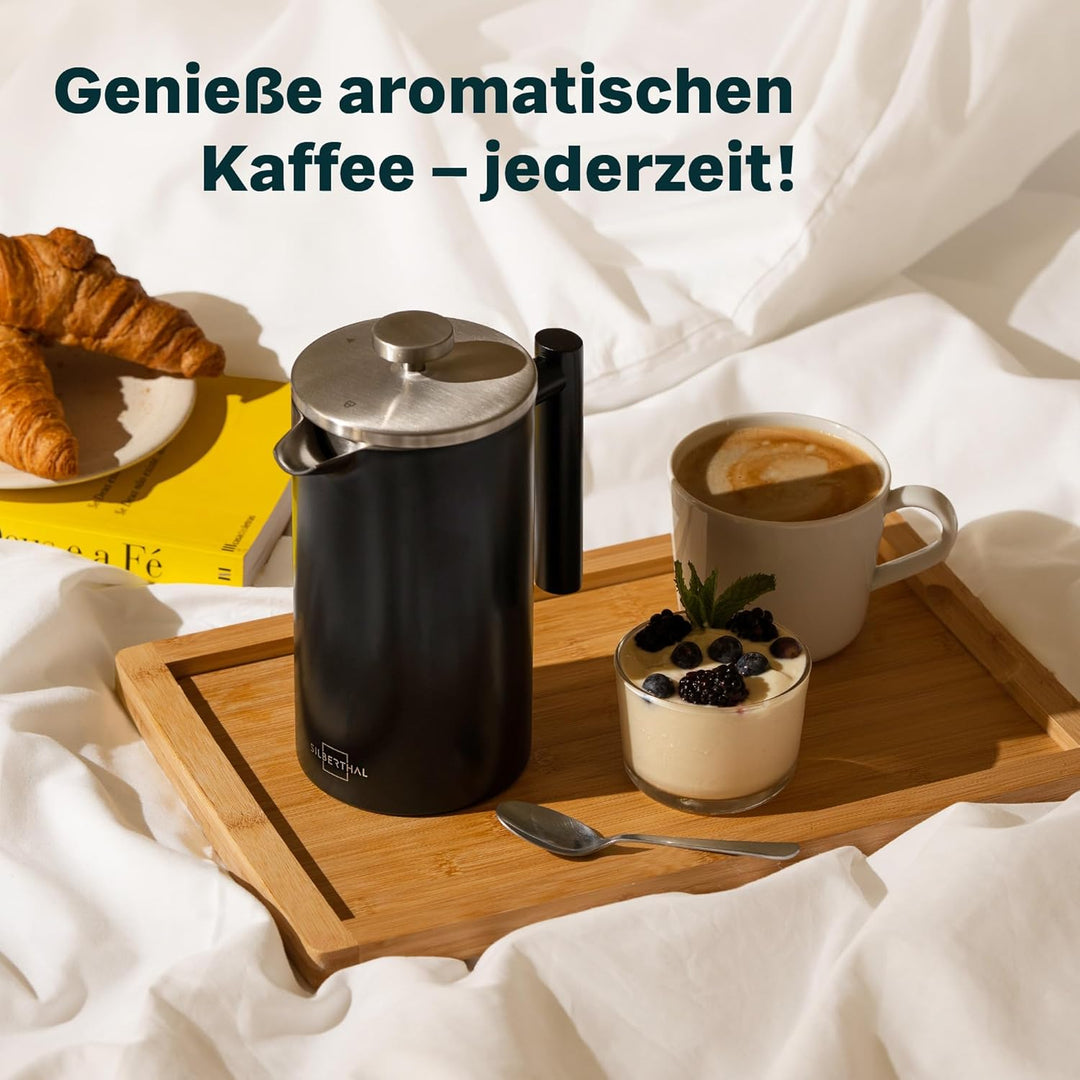 SILBERTHAL French Press Kaffeebereiter 1 Liter - Edelstahl - Doppelwandig Isolierte Kaffeepresse - f