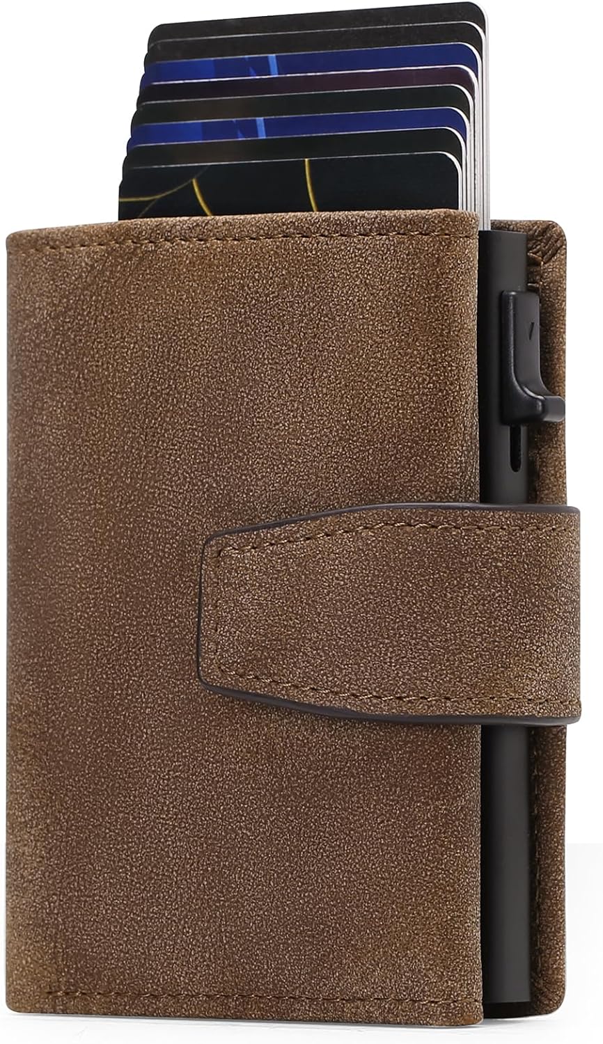 SENDEFN Kartenetui mit Münzfach | Geldbörse Herren RFID Schutz | Geldbeutel aus echtem Leder | Mini