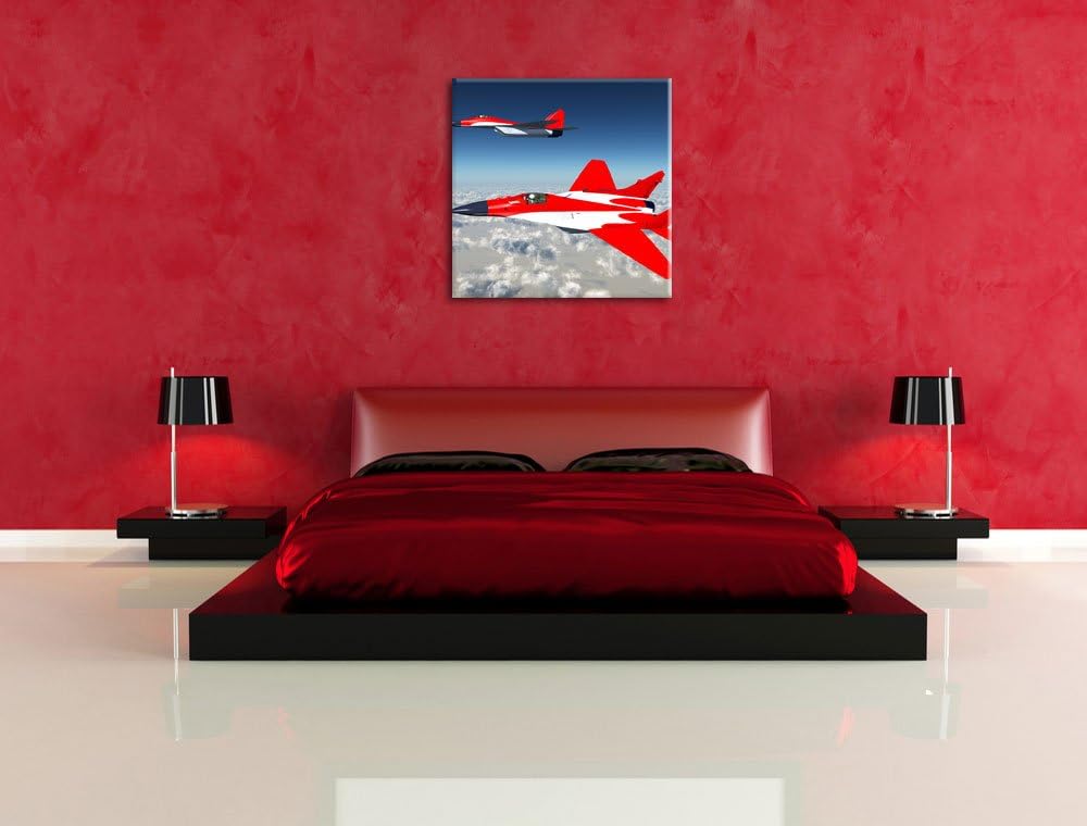 Pixxprint Kampfjets 70x70cm Leinwandbild Wandbild Kunstdruck, 70x70