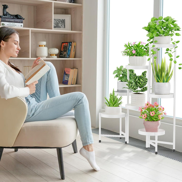 iDavosic.ly 7 Etagen Metall Pflanzenständer Blumentopfständer, Mehrstöckig Pflanzenregal Blumenregal