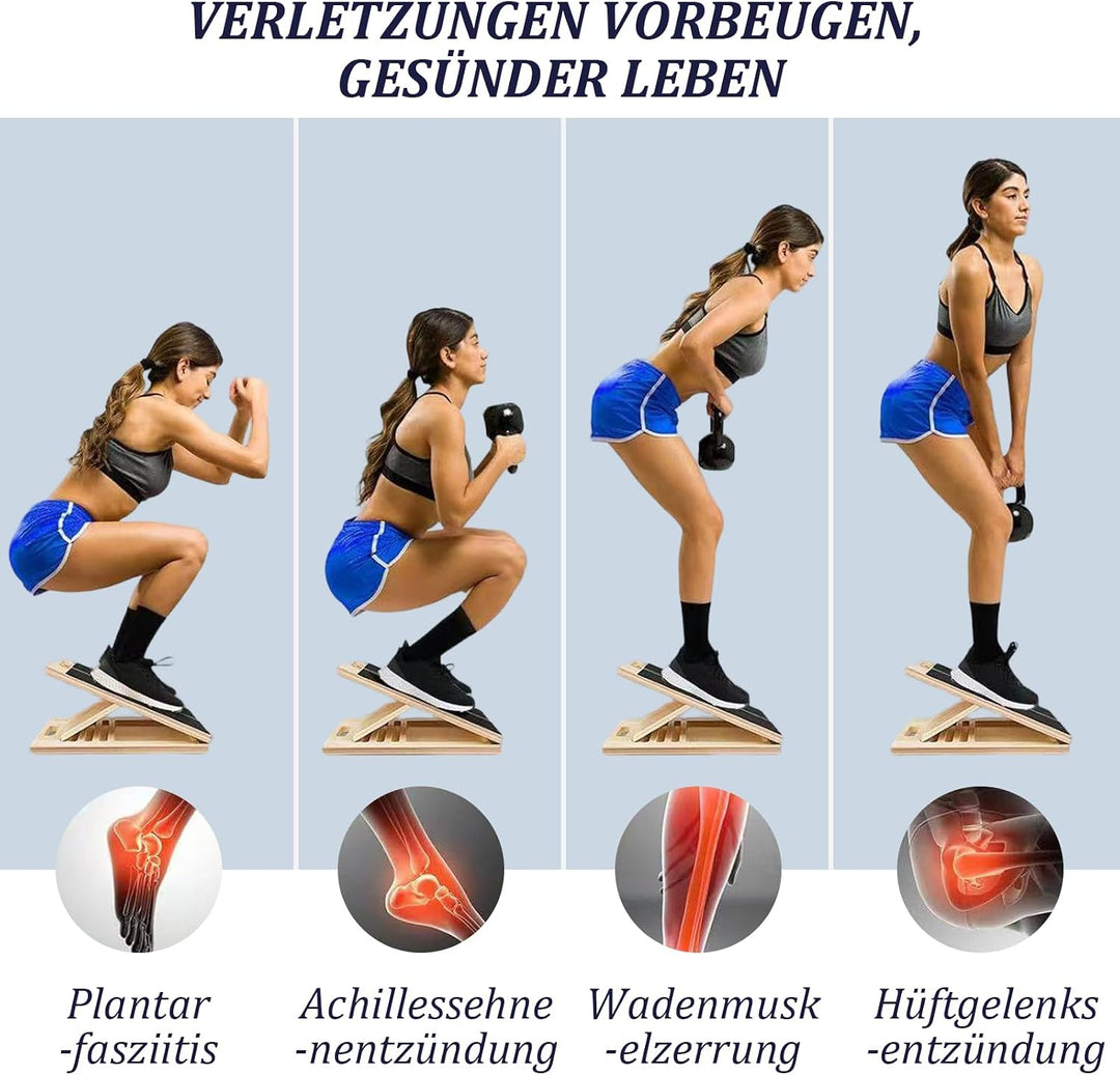 2-in-1 Wadendehner Schrägbrett & Balance Board aus Holz, Verstellbares Neigungsbrett Gleichgewichtsb