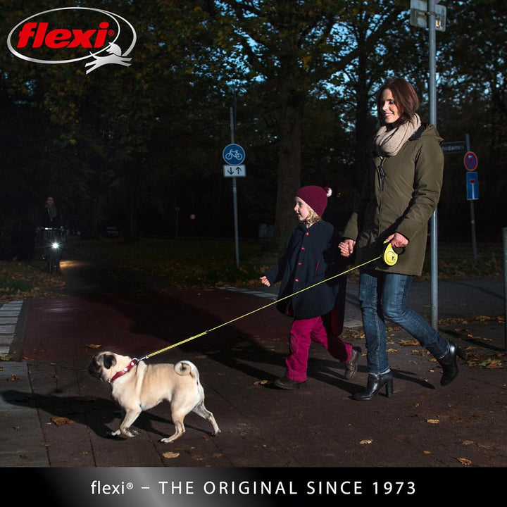 Flexi Roll-Leine Neon Reflect M Seil 5 m Neon/schwarz für Hunde bis max. 20 kg