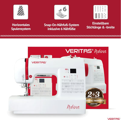 VERITAS Nähmaschine Rubina I Digitale Computer-Nähmaschine I 100 Stichprogramme I Auto-Fadenspannung