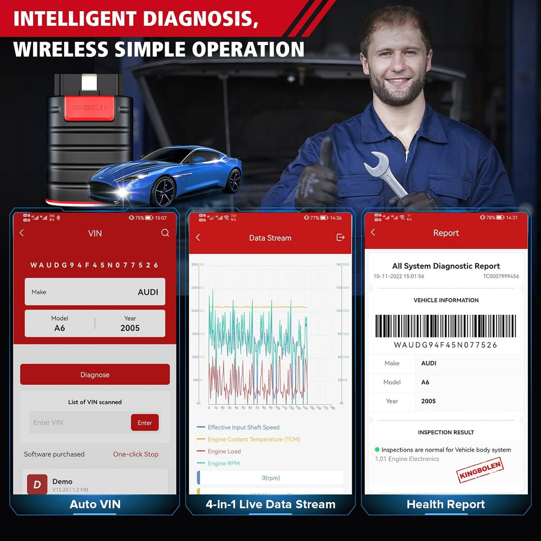 KINGBOLEN EDIAG OBD2 diagnosegerät,Vollsysteme obd2 Bluetooth Adapter für iPhone & Android, Obd2 Cod