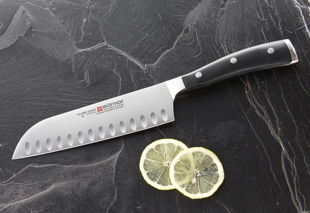 Wüsthof Santoku, Classic Ikon (4176-7), 17 cm Klingenlänge, mit Kullen, geschmiedeter Doppelkropf, r