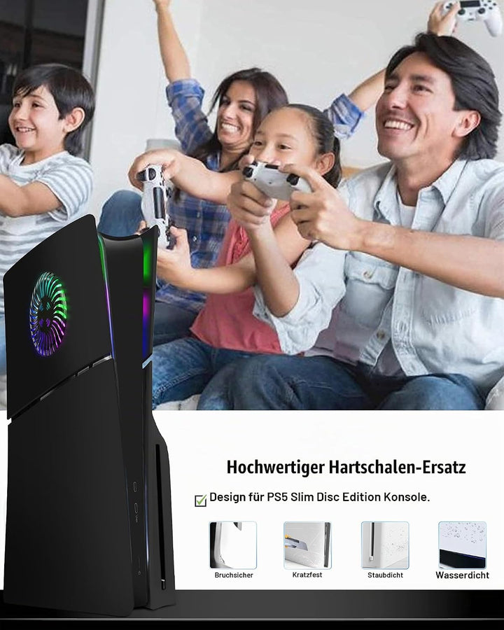 Joso Frontblende für PS5 Slim Disc Edition, Kratzfeste, staubdichte Ersatzhülle mit RGB-Ring, Abdeck