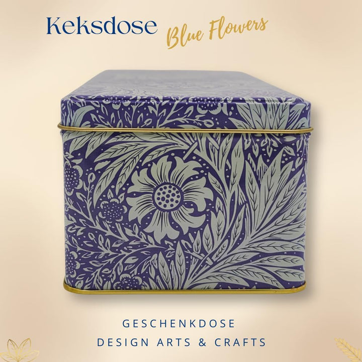 MediMuc Geschenkdose Design Arts & Crafts Liebevoll gestaltete rechteckige Vorratsdose Motiv Blue Fl