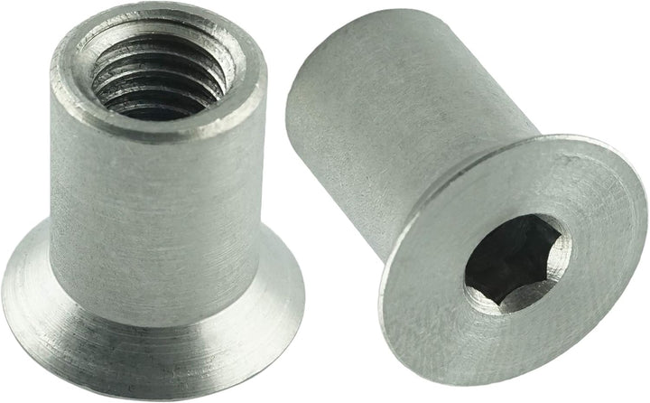 M8 x 16 mm Hülsenmuttern mit Senkkopf und Innensechskant (30 Stück) - Edelstahl A1 1.4305 - rostfrei