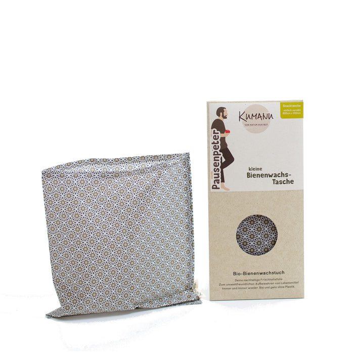 Kumanu | Bio-Bienenwachstuch - Snacktasche PAUSENPETER | Bienenwachstasche B20 x H22cm | plastikfrei