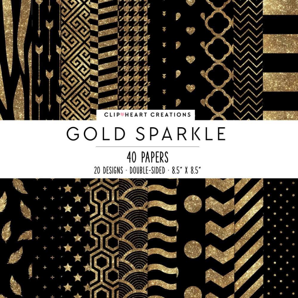 Gold Sparkle Scrapbook Paper: Decorative Craft Paper Pack, Craft Card Making, 40 Double-Sided Sheets