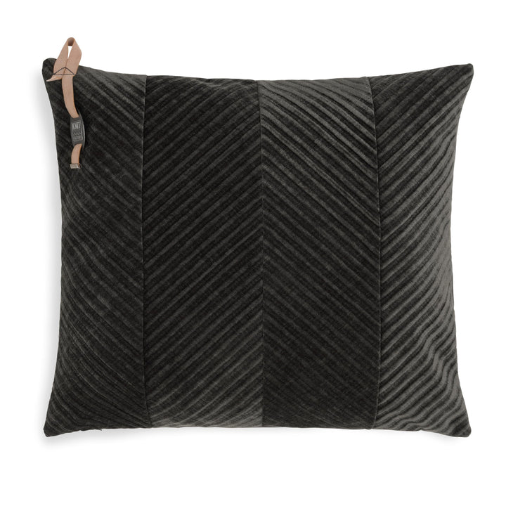 KNIT FACTORY - Beau Kissen - Velourkissen - Modischen Streifenmusters - Sofakissen - 50x50 - Dunkelb