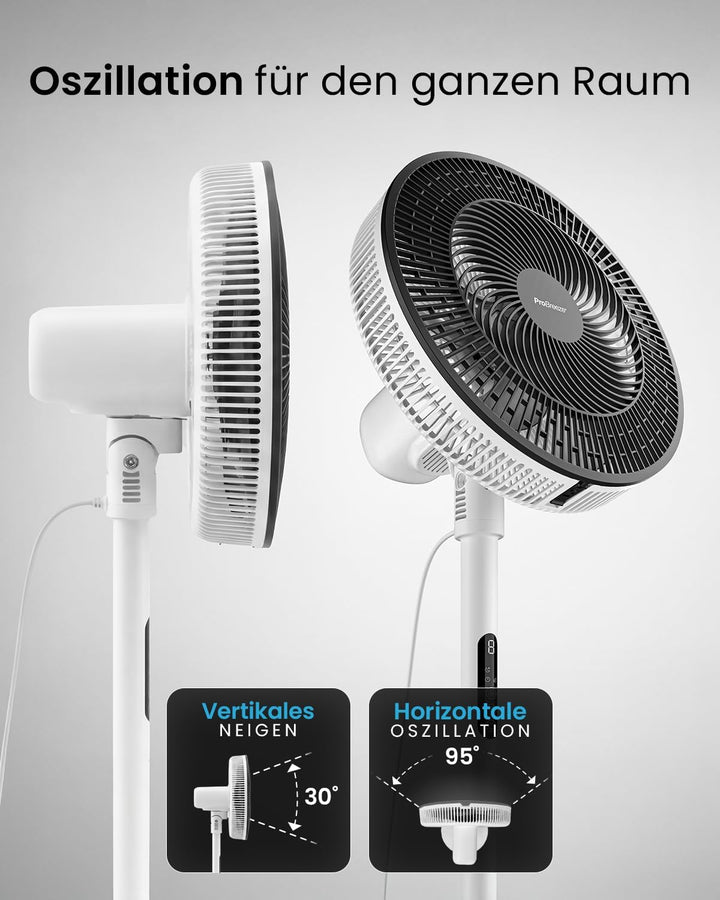 Pro Breeze AirFlo Slim Standventilator – 3-in-1: 70 | 100 | 130 cm | 9 Stufen bis 5,0 m/s | Leise 3