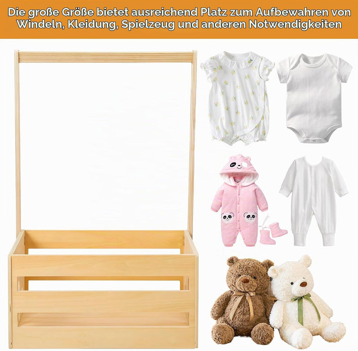 Holz Babyparty Kiste Kleiderschrank mit Griff, Kinder Kleiderbügel Praktische Baby -Aufbewahrungskis